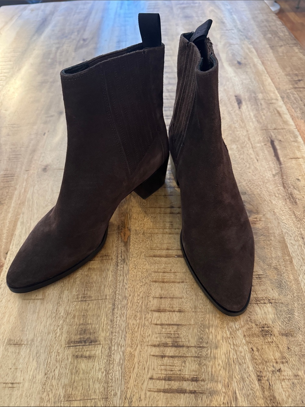 Rag & Bone Suede western Chelsea Ankle Boot in dark Brown block heel 39/ 9 NEW